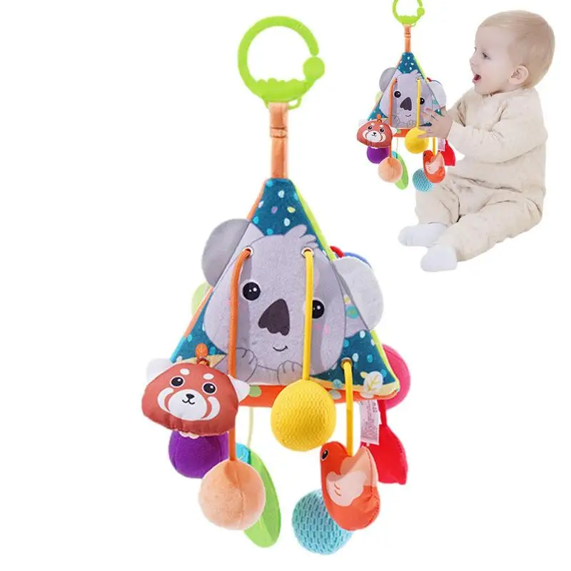 

Stroller Arch Toy Triangle Pull String Sensory Toy Animal Ring Plush Stroller Infant Car Bed Crib Travel Activity Hang Wind