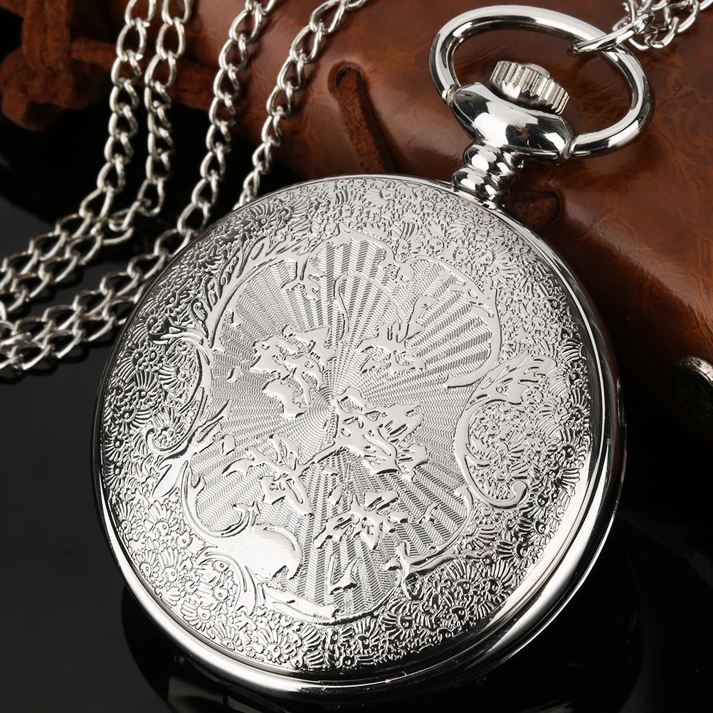 Big Pocket Watch Necklace Pendant Bule Epoxy Pearl Star Case Romantic Gift for Men Women Fob Watch with Chain Reloj De Bolsillo