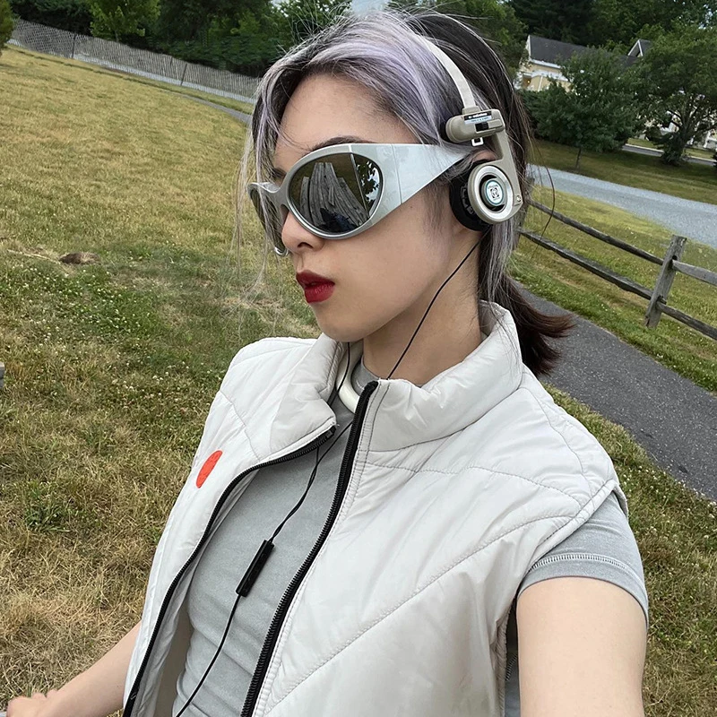 

Женские солнцезащитные очки в стиле панк Y2K, трендовые солнцезащитные очки в стиле хип-хоп с большой оправой, круглые Модные оттенки, очки, с...