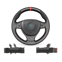 diy custom black leather pu carbon fiber car steering wheel cover warp for bmw f11 m5 f10 f12 f13