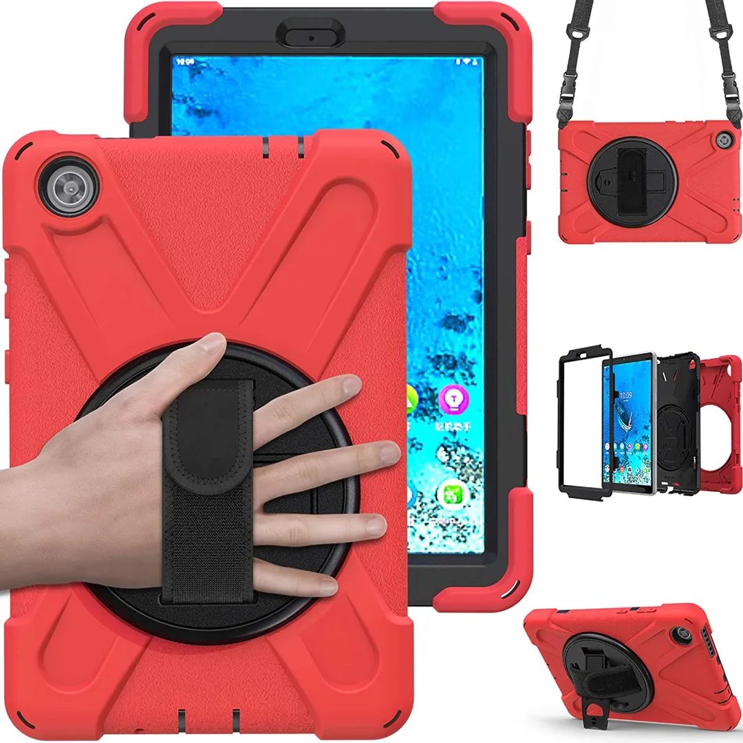 Чехол для Lenovo Tab M8 с вращающимся держателем и подставкой для руки для моделей TB-8505F/8505X/8506F/8705F + плечевой ремень.