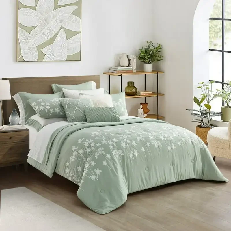 

Sage 12 Piece Pre Washed Bed in a Bag, Queen For Adults High Quality Skin Friendly Bedding Set