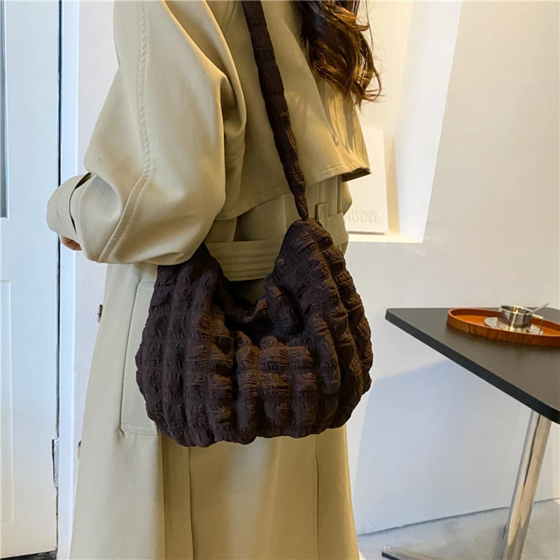 

Women Cloud Bubbles Shoulder Bag Soft Cloth Fabric Cute Handbag Casual Tote Light Canvas Shopping Bags Female Cute Books Purse