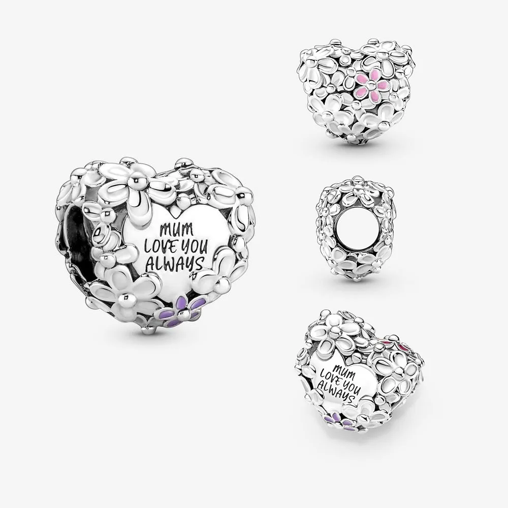 

925 Sterling Silver Charms Beads Heart-shaped zircon Fit Original Pandora Charm Bracelet Jewelry Gift