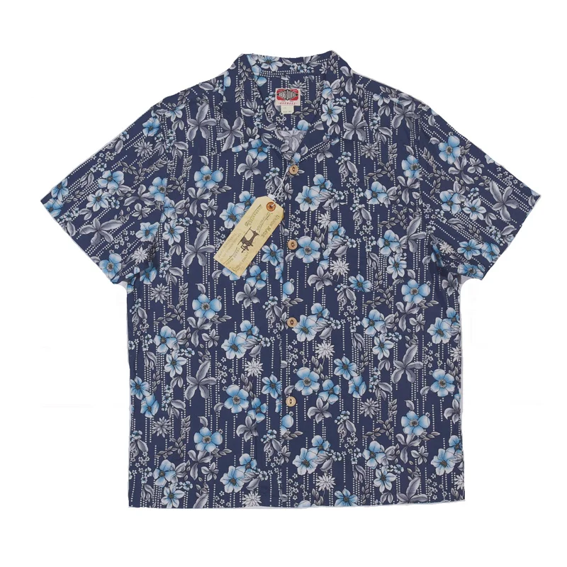 

BOB DONG Flower Printing Short Sleeve Easy Shirt Summer Mens Casual Camp Shirts
