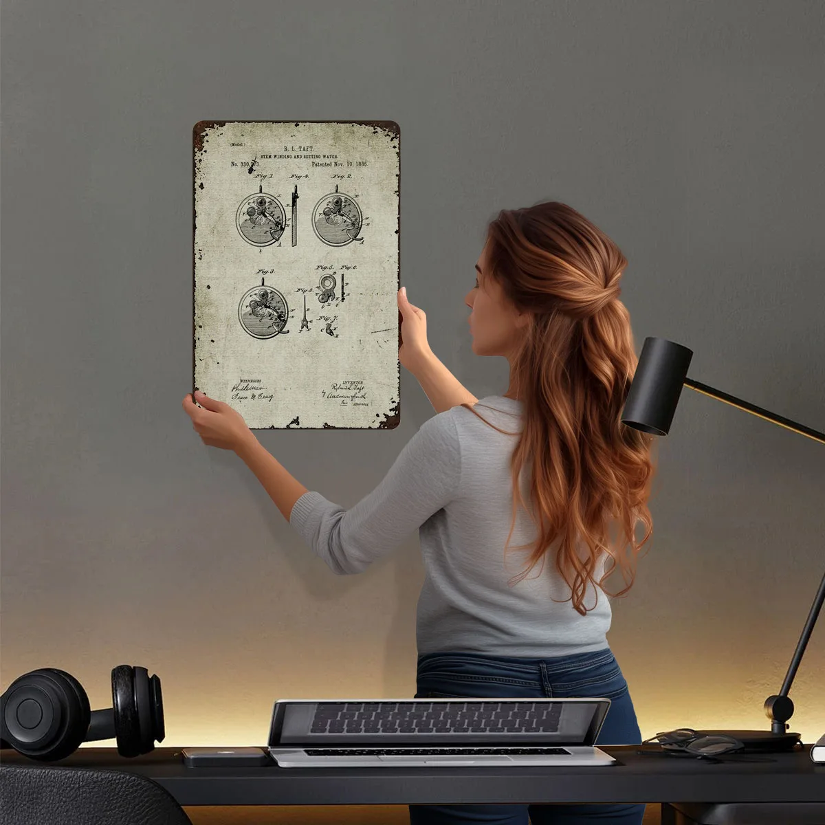 1895 постер с заводом и настройкой Wat чертежи жестяная вывеска мужская пещера