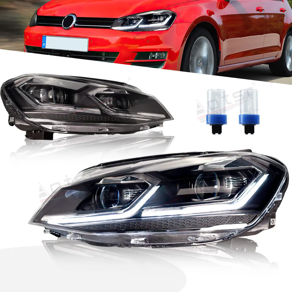 

Высококачественная фара для Golf 7 MK7 GTI светодиодный фара 2013-2017 фары для Golf 7 MK7 GTI DRL сигнал поворота Дальний свет ангельский глаз