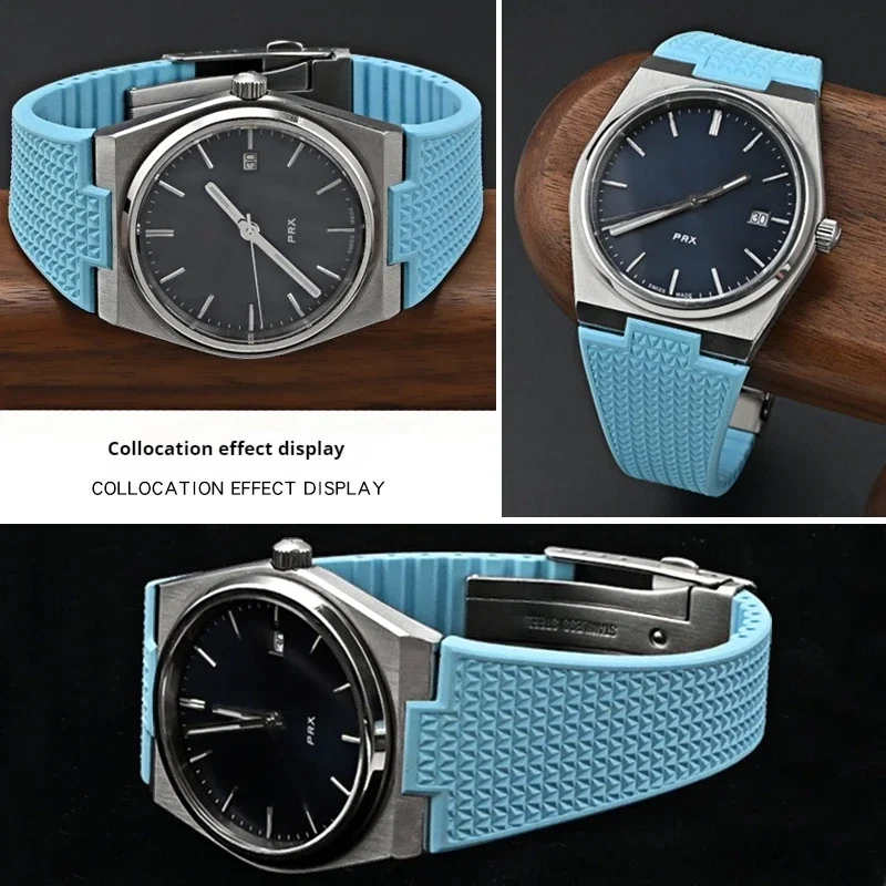 Ремешок из фторокаучука для Tissot PRX Powermatic 11/12 мм складная пряжка FKM спортивный