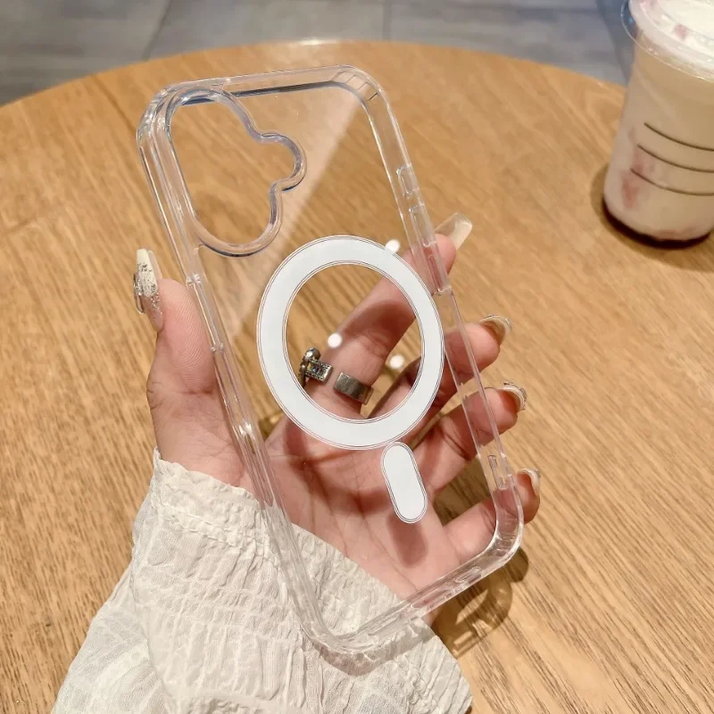 Магнитный Прозрачный чехол для iPhone 16 15 14 13 12 11 Pro Max