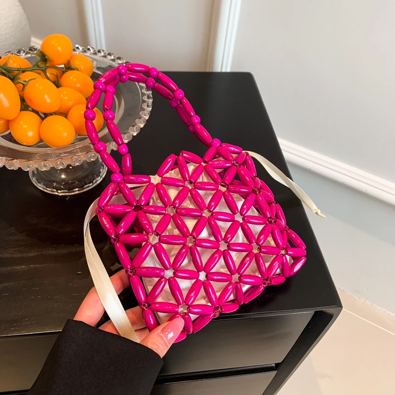 Дизайнерская пляжная сумка для женщин летняя плетеная деревянная Сумочка с