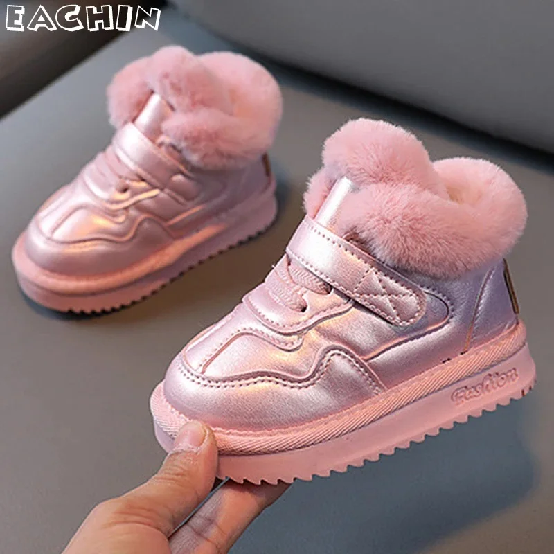 Зимние ботинки для детей модная водонепроницаемая обувь из искусственной кожи