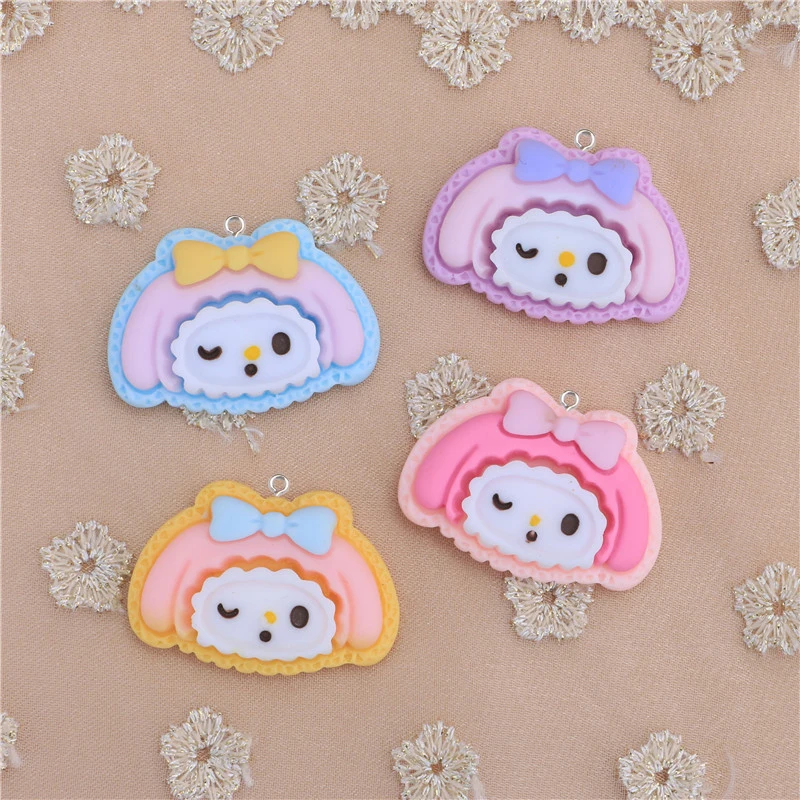 

100 шт. Новые Подвески в виде мультяшных животных из смолы с плоским медведем, аксессуары для рукоделия, искусственная подвеска