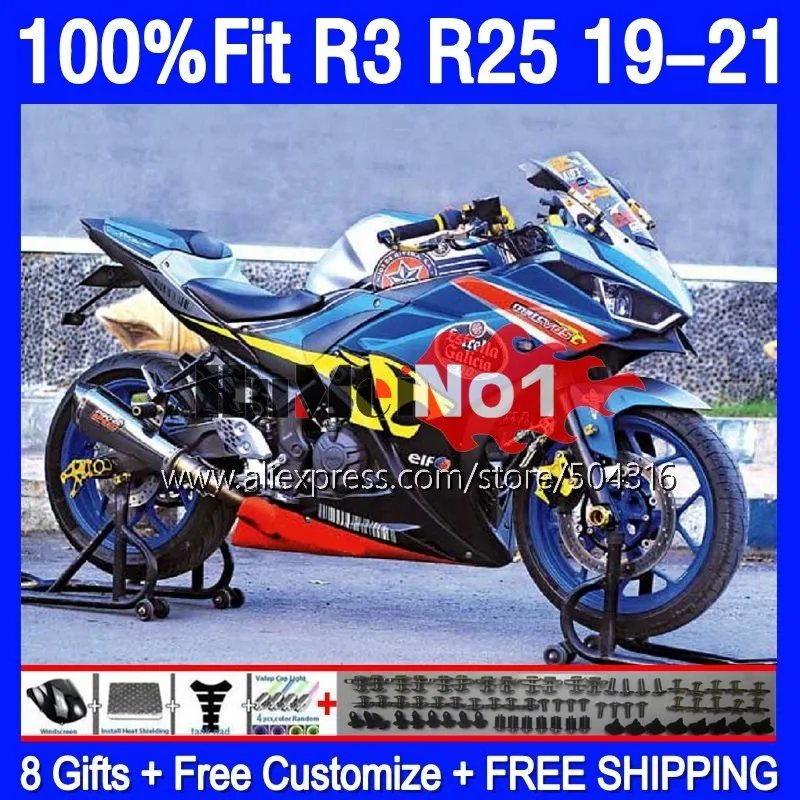 

Injection For YAMAHA YZF-R3 YZFR25 YZF-R25 R 3 25 168MC.21 glossy blue YZFR3 YZF R3 R25 19 20 21 22 2019 2020 2021 2022 Fairing