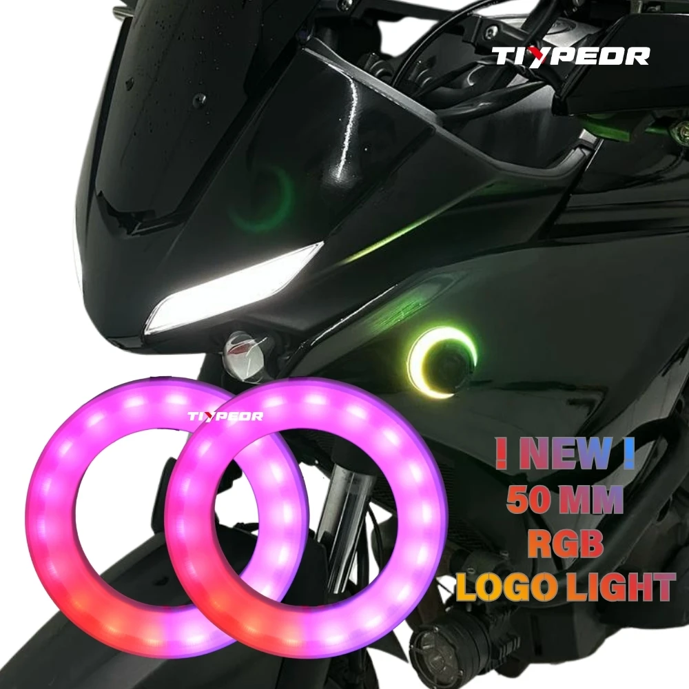Фото Новые светодиодные кольца TIYPEOR 50 мм RGB с управлением, с крышкой, для подсветки логотипа BMW и логотипа YAMAHA №2