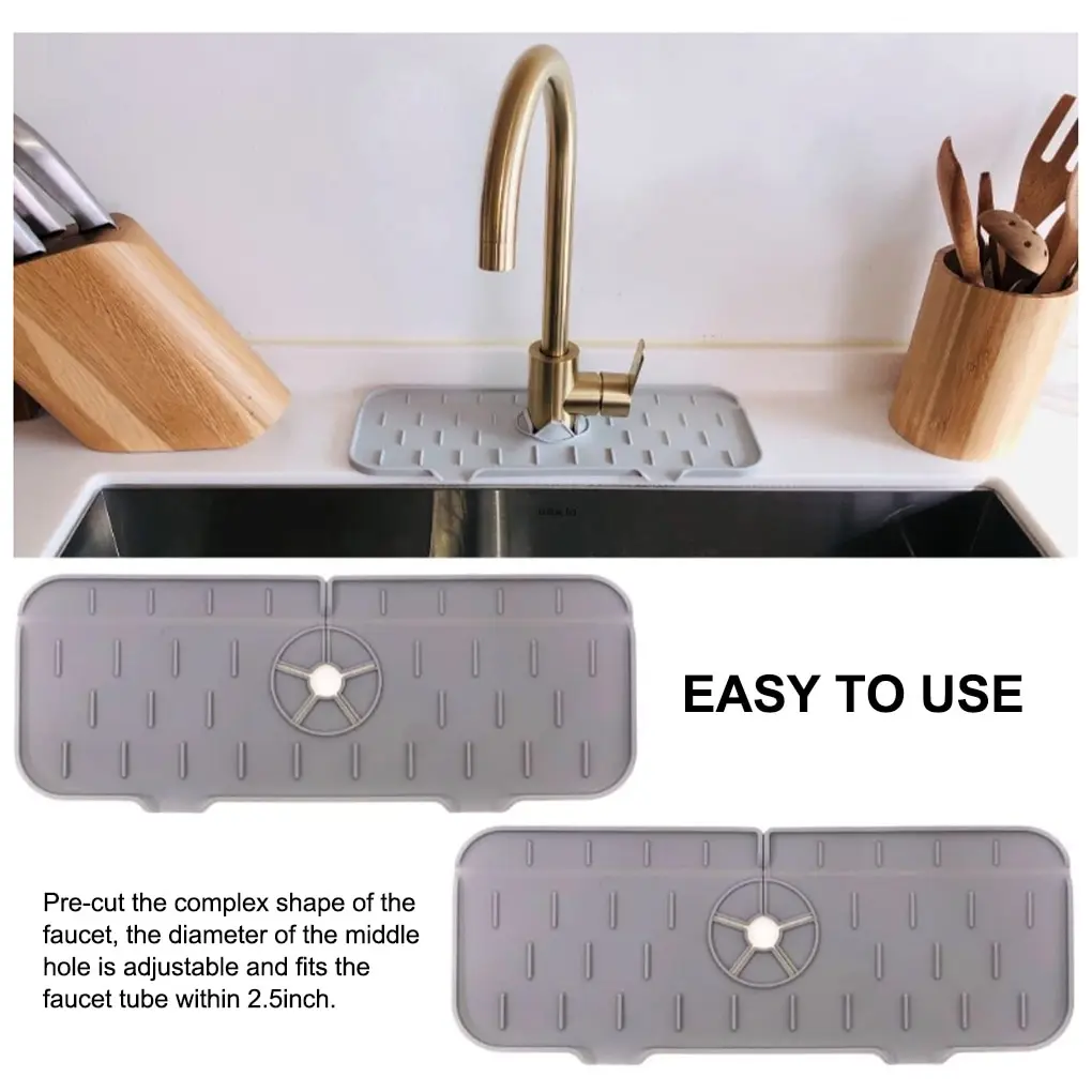 

Kitchen Faucet Absorbent Mat Sink Splash Guard Silicone Faucet Splash Catcher Countertop Protector For Bathroom Kitchen Gadgets