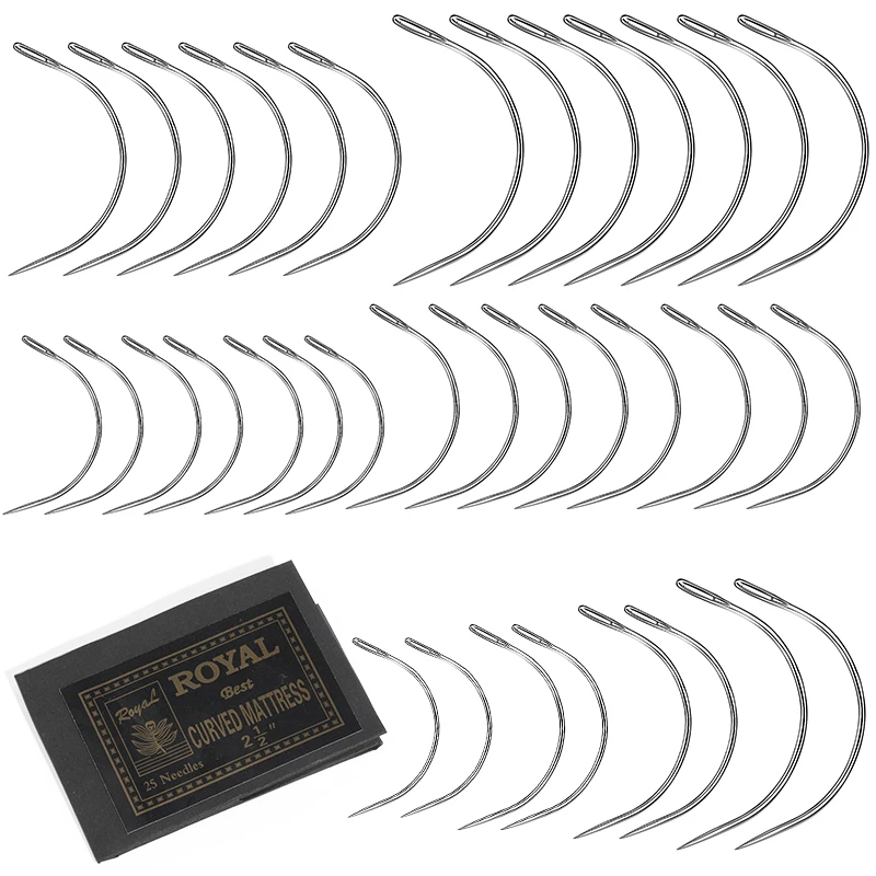 Nonvor 25Pcs C Type Curved Needles for Leather Craft Sewing Repair Tools Household Hand Sewing Needles Stitching Accessories