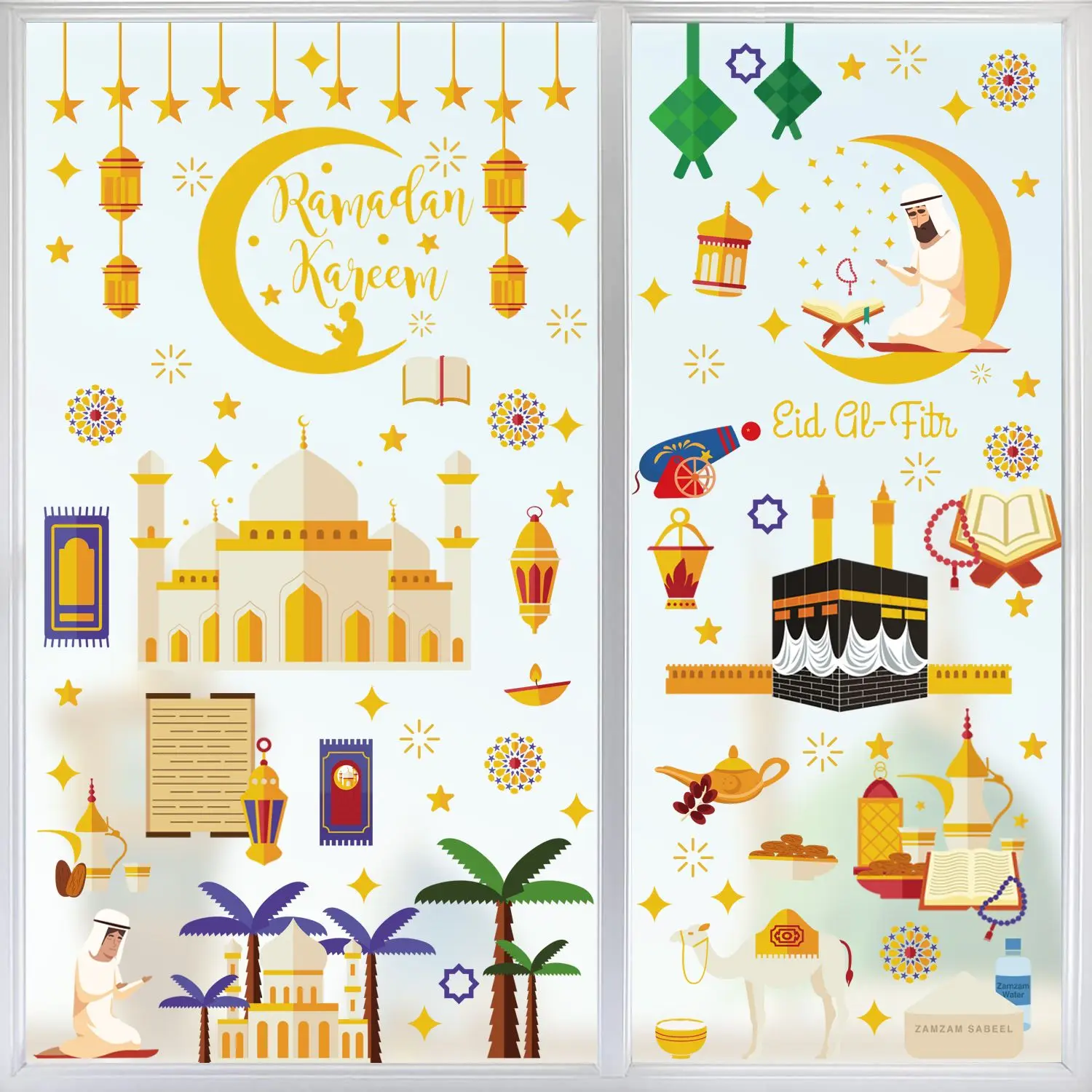 

Glass Window Ornament DIY Party Decor Creativity Wall Decals Eid Mubarak Muslim Holiday Ramadan Window Stickers