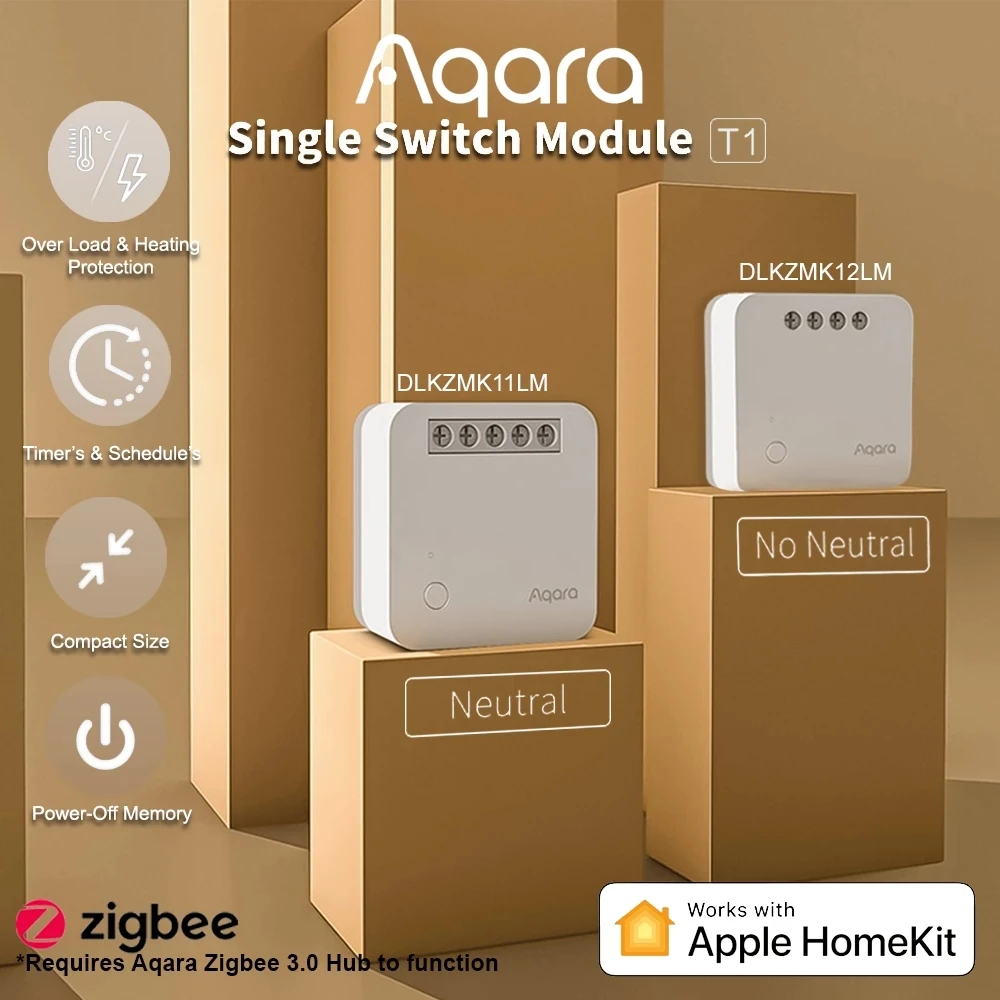 

Переключатель Aqara модуль T1 одноканальный релейный контроллер беспроводной Zigbee 3,0 с/без нейтральных таймеров для умного дома поддерживает ...