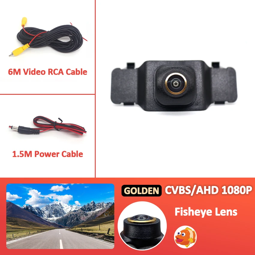 

Золотая AHD автомобильная камера переднего бокового вида CCD с объективом «рыбий глаз» ночного видения для Toyota Corolla E210 2019 2020 2021, аксессуары