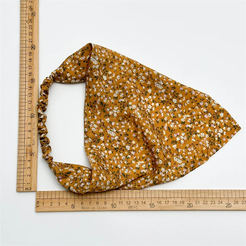 Женский пасторальный полупрозрачный треугольный шарф для волос с цветами