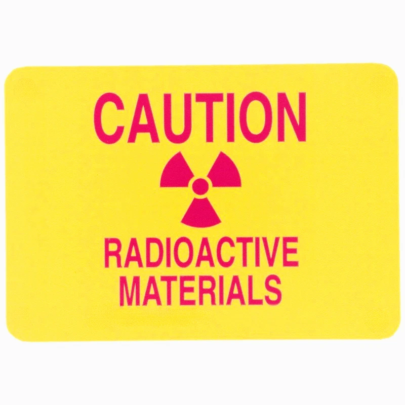 

Декоративная наклейка Розовый на желтом радиации и лазерный знак, легенда "Caution Radioactive Materials" 15 СМ ПВХ КК