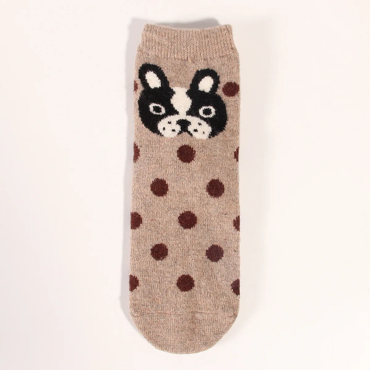 12 Pairs Women Wool Socks Winter Thick Warm Polka Dot Animal Puppy Pattern Jacquard Cartoon Cashmere Crew Boot Socks