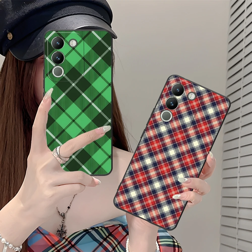 Lattice Grid Texture Mobile Cell Phone Case for VIVO Y95 Y93 Y31 Y20 V19 V17 V15 Pro X60 NEX Black Soft Cover Shell