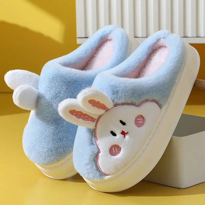 y domowe Kapcie damskie Kawaii Rabbit Bear Contton Zimowe ciepłe urocze pluszowe zabawne antypoślizgowe męskie buty