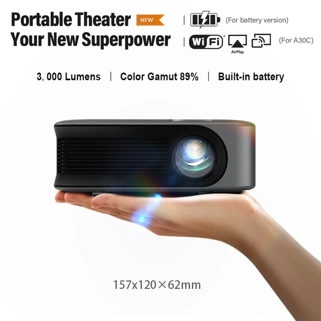 AUN Mini Projector 4K A30 Smart TV Home Theater Cinema Portable WIFI Projectors Battery LED Beamer For Sync Phone 3D Movie 6