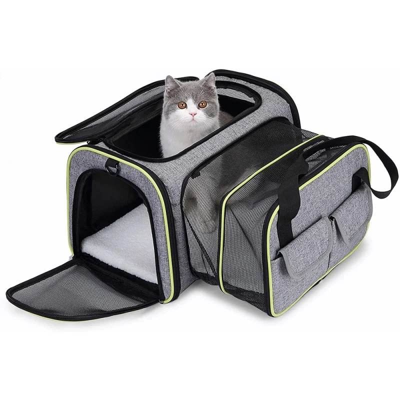 Portable Carriers Soft Foldable Dog Bag  Ventilate Expandable Pet Travel Carriers Safety Zippers Cat With Mesh Window Handbag