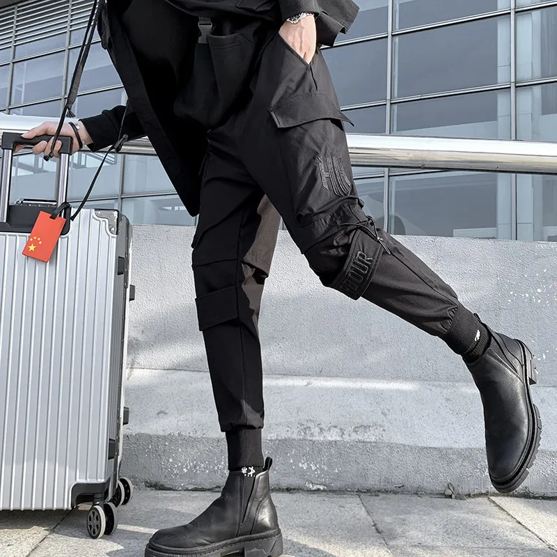 Брюки-карго мужские черные джоггеры спецназ уличная одежда в стиле Харадзюку