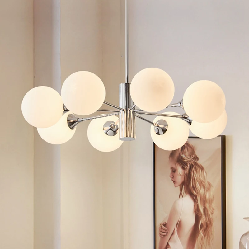 Скандинавская подвесная стеклянная люстра с несколькими головками Простой