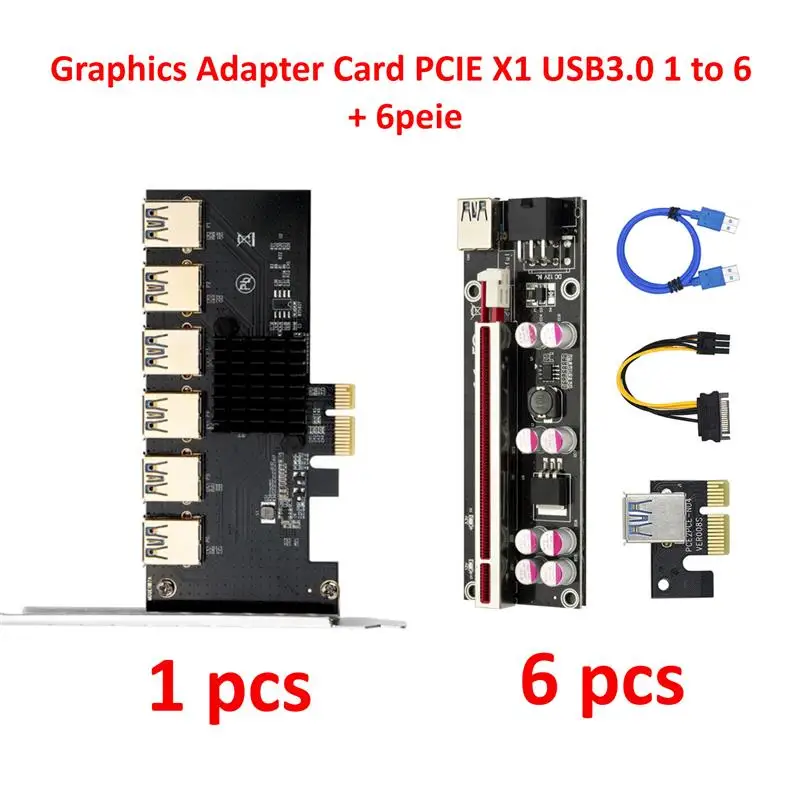 

Новая видеокарта PCIE X1 USB 3,0 от 1 до 6 внешняя видеокарта Расширения Компьютерные аксессуары + 6 шт.