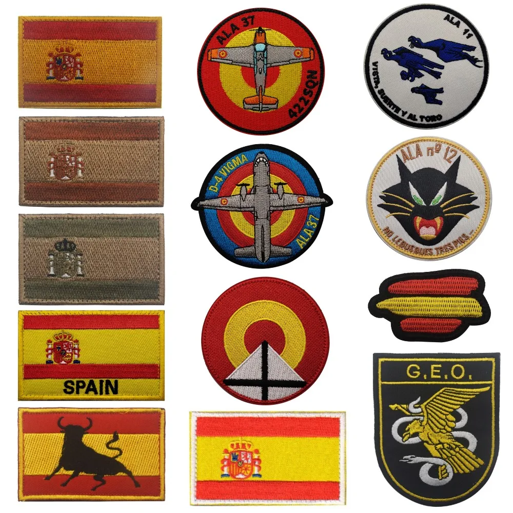 

Spain's Flag Embroidery Hook and Loop Patches for Clothing Armband Military Patch Tactical Morale Badges on Backpack Jacket