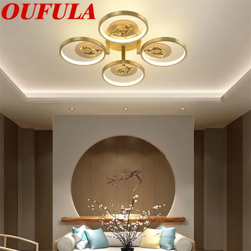 

APRIL Couple Fish Copper Ceiling Light Contemporary Home Suitable For Living Room Dining Room Bedroom
