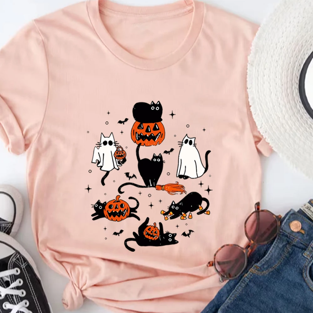 Милая рубашка на Хэллоуин с изображением призрака кошки рубашки тыквы и кота