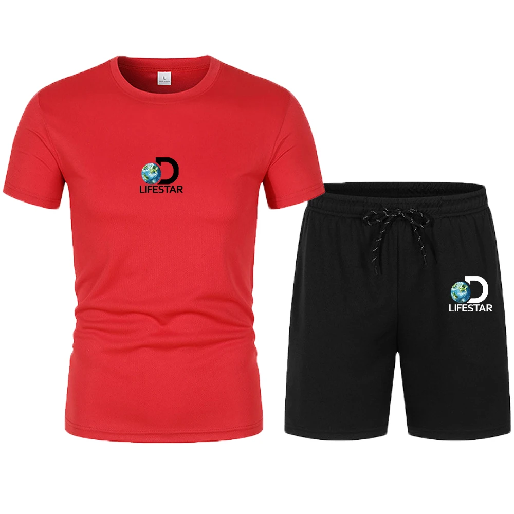 Summer Popular New Men's T-shirt+Shorts Suit Men's Sports Suit Brand Printing Casual Fashion Breathable T-shirt Set Men Clothing