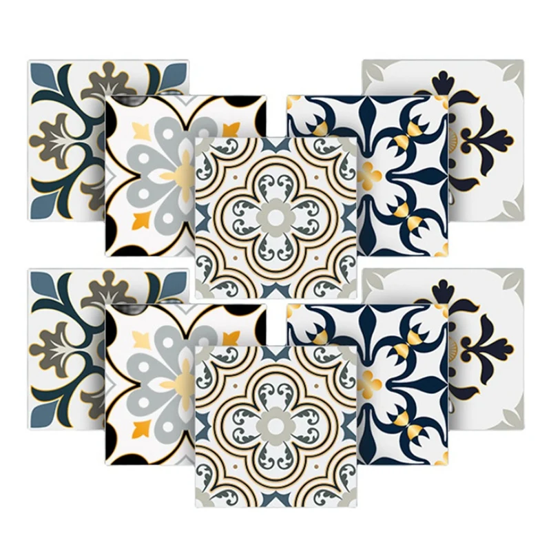 

10 Pieces Of Square Self-Adhesive Tile Stickers Retro Matte Non-Slip Wear-Resistant Wall Stickers 20X20cm Combination