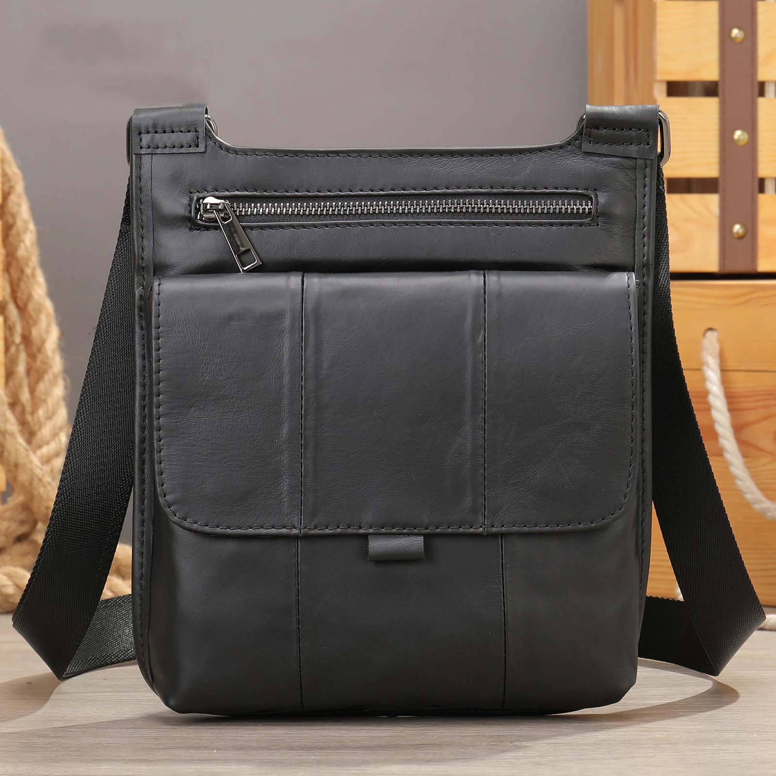 

Мужская винтажная сумка через плечо, однотонная простая универсальная мужская сумка через плечо, Классическая текстурированная Высококачественная сумка-мессенджер из искусственной кожи