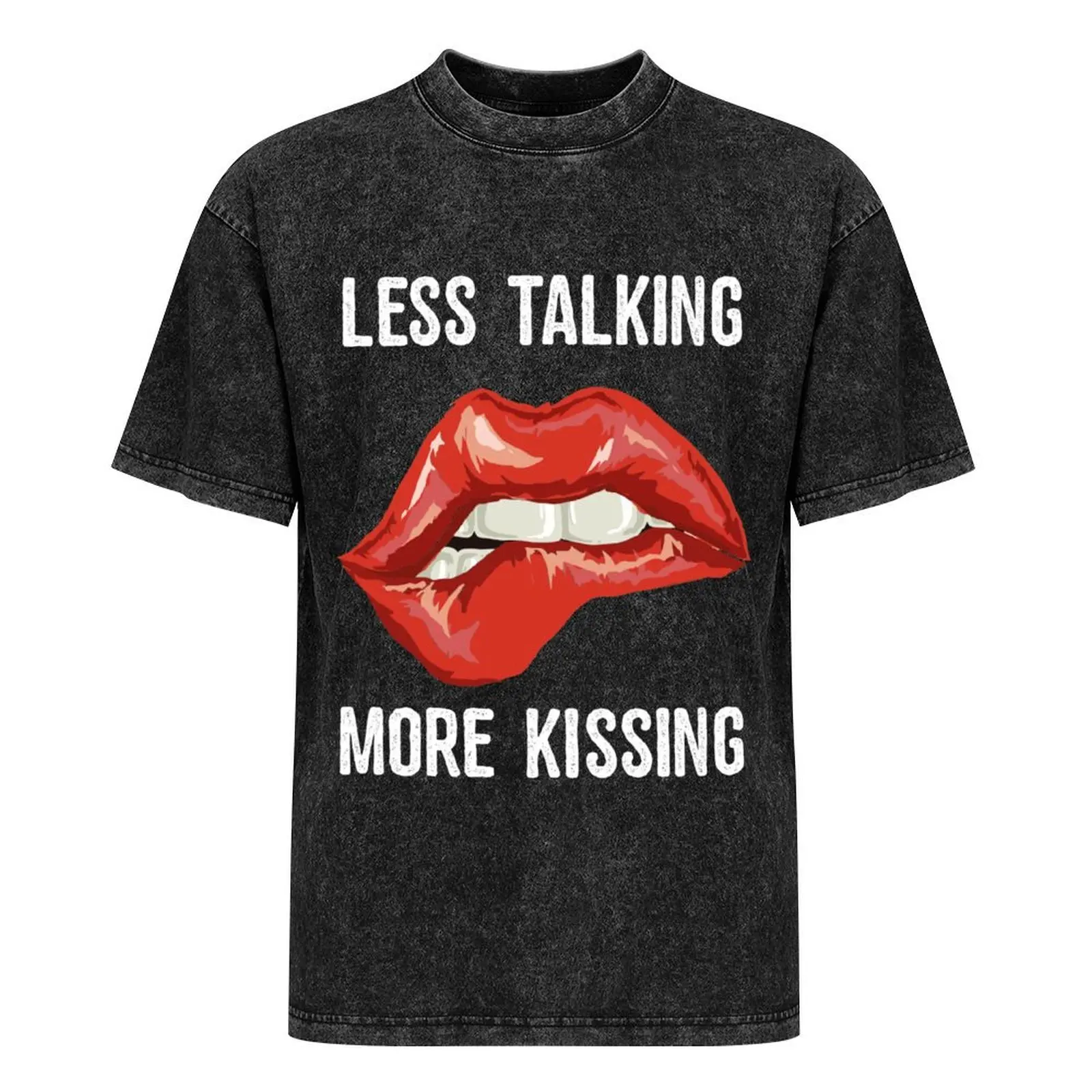 Less Talking More Kissing сексуальная футболка с красными губами и романтическим ртом