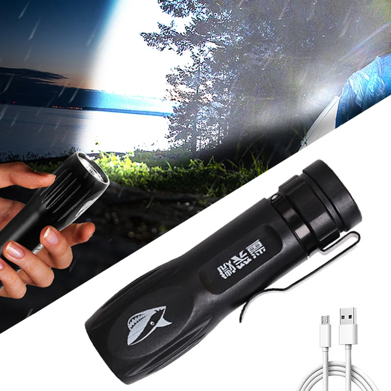 

Светодиодный Мощный яркий фонарик с зарядкой от USB, миниатюрный мощный уличный водонепроницаемый светильник для походов, кемпинга, уличсве...