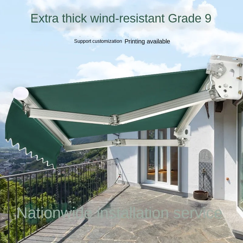

Awning folding telescopic hand-operated electric retractable awning balcony outdoor tarpaulin courtyard facade awning