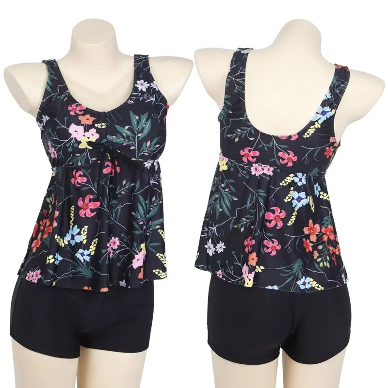 

Модный цветочный топ с лямкой на шее, купальный костюм, танкини, купальник с шортами для контроля живота, одежда для женщин.