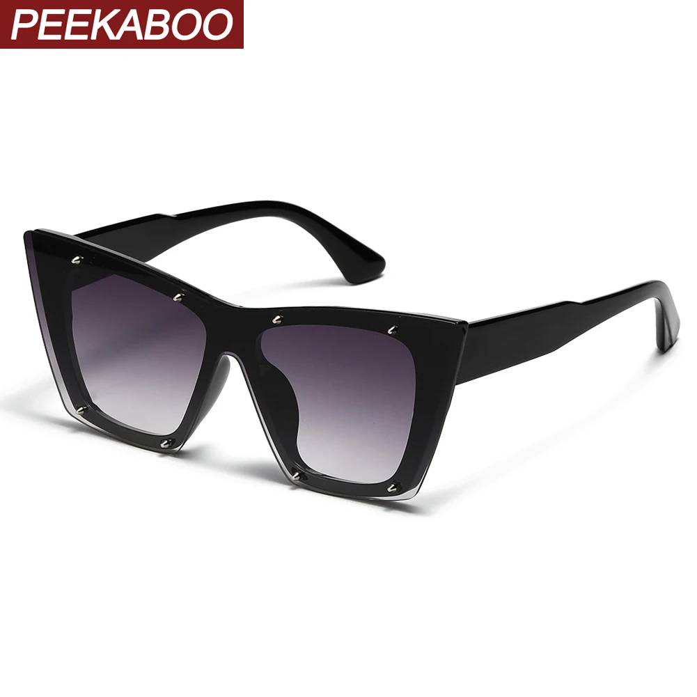 

Peekaboo, женские солнцезащитные очки кошачий глаз, uv400, черные, леопардовые, 2022, с заклепками, украшение, мужские, квадратные солнцезащитные очк...