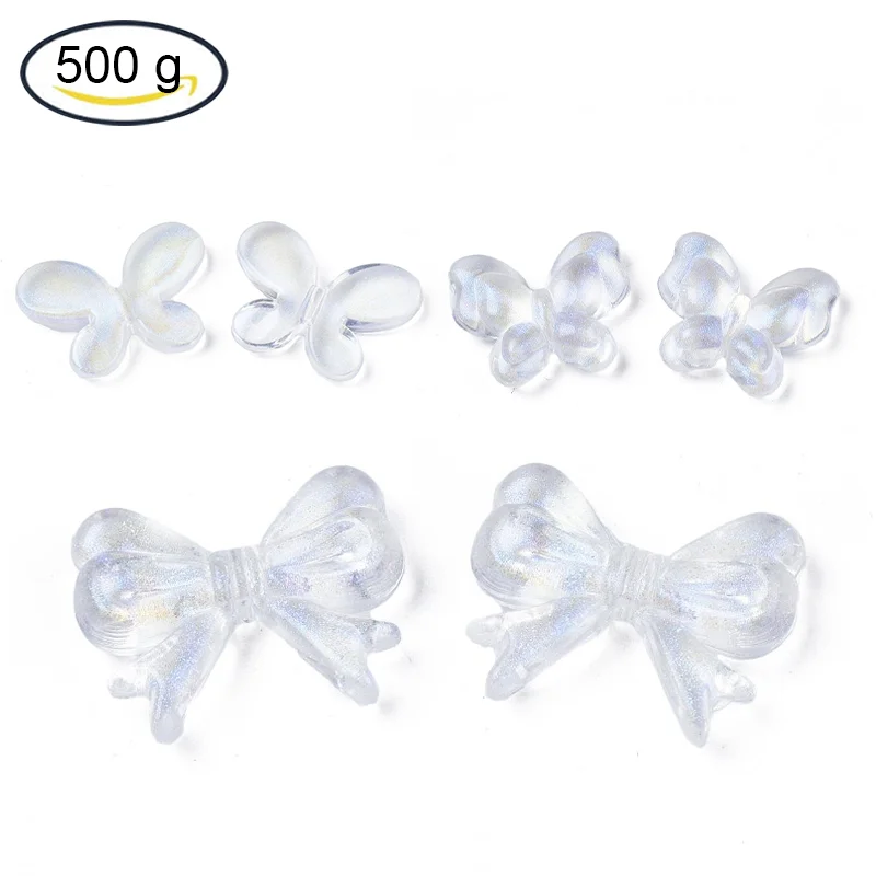 

500g Transparent Acrylic Beads Glitter Powder Bowknot Clear 14x18x4.5mm Hole: 1.6mm, about 930pcs/500g