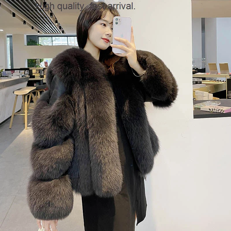 Winter Autumn and New Faux Fur Coat Women's Short Long Sleeve Fox Fur Mid-Length