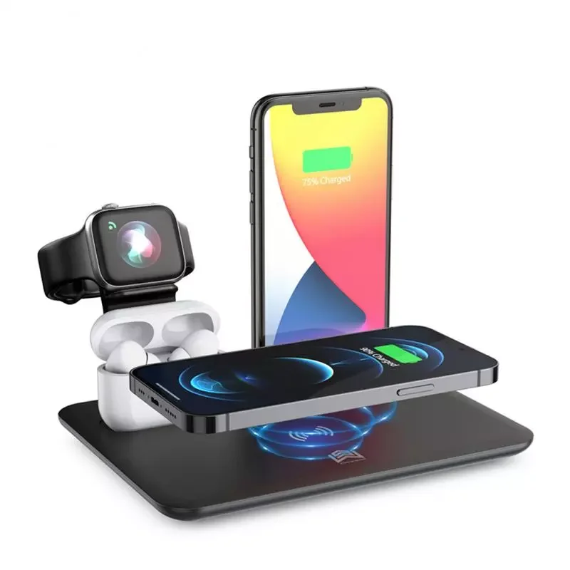 

15W Wireless Chargers Stand 12 Series 6 5 4 3 Pro 4 In 1 QI Fast Charging Dock Station