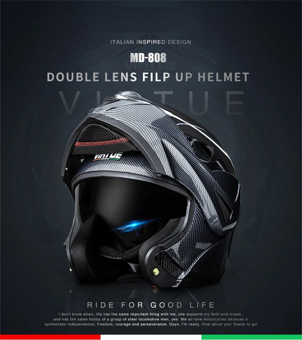 Brand New Genuine High Quality Full Face Motorcycle Helmet Men Racing Motorcycle Helmet Dot Capacete Casque Double Lens Vintage enlarge