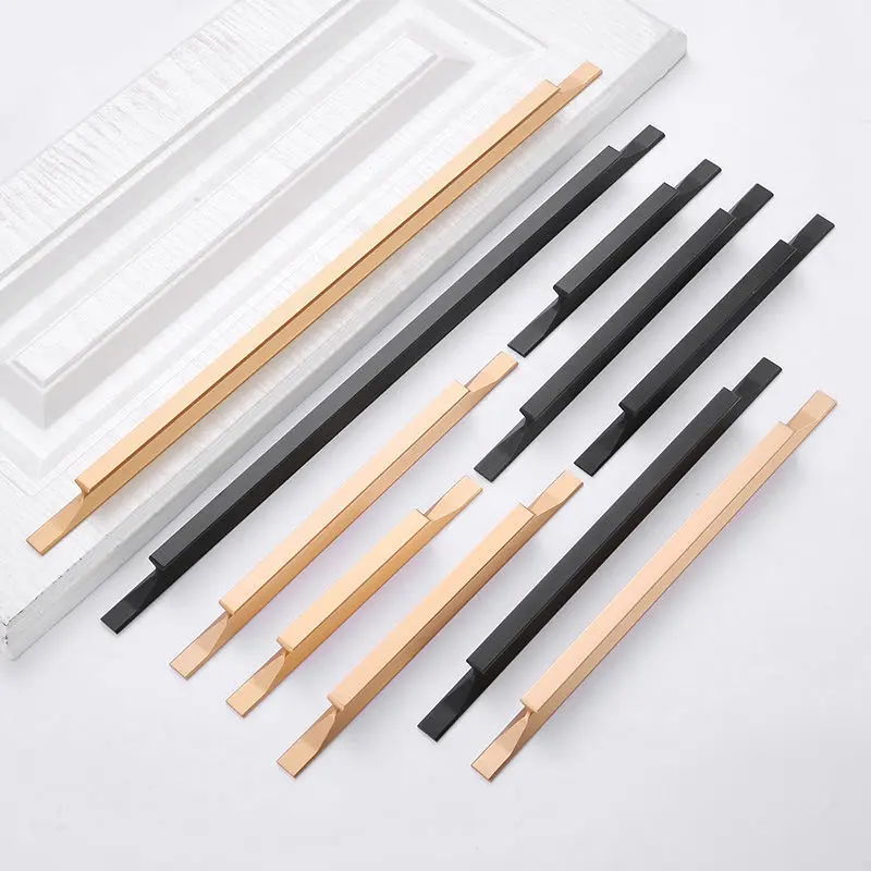 

Modern Simple Cabinet Long Handles Gold/Black Solid Aluminum Alloy Kitchen Cupboard Drawer Pulls Wardrobe Furniture Hardware