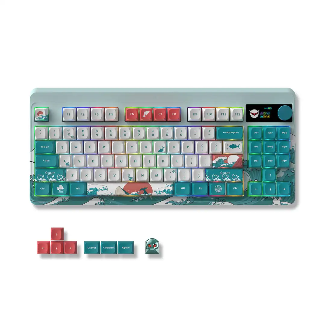 

Механическая игровая клавиатура с OLED-дисплеем TKL Bluetooth/2,4G/USB-C, беспроводная 3-режимная RGB-клавиатура с горячей заменой PBT